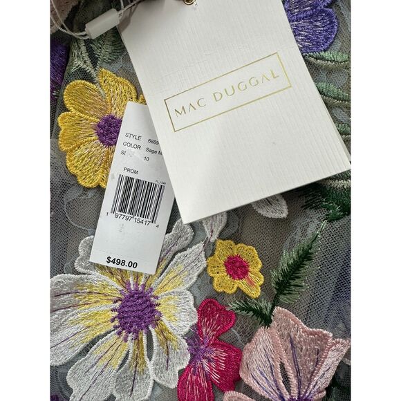 Mac Duggal Floral Embroidered Sleeveless Bustier Gown Size 10 - Picture 7 of 7